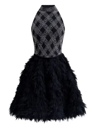 Gemy Maalouf Beaded High-collar Dress In Black