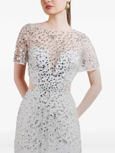 Gemy Maalouf Beaded Long Dress In White