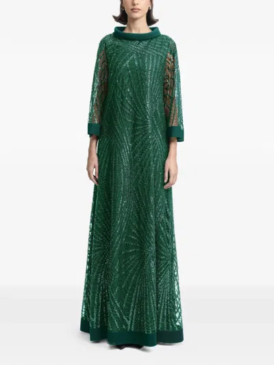 Gemy Maalouf Beaded Maxi Dress In Green