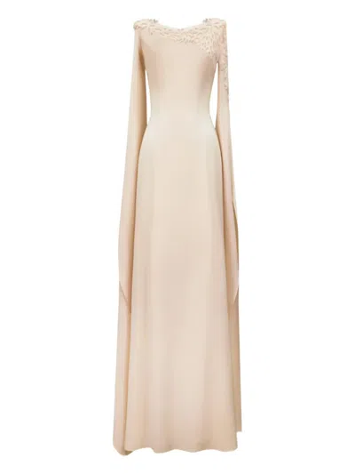 Gemy Maalouf Beaded-neckline Gown In Neutral