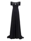 Gemy Maalouf Beaded Off-shoulders Dress In Black