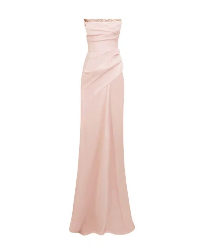 Gemy Maalouf Beaded Strapless Dress - Long Dresses In Pink