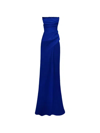 Gemy Maalouf Beaded Strapless Dress In Blue