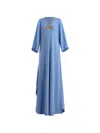 Gemy Maalouf Beaded-bow Kaftan In Blue