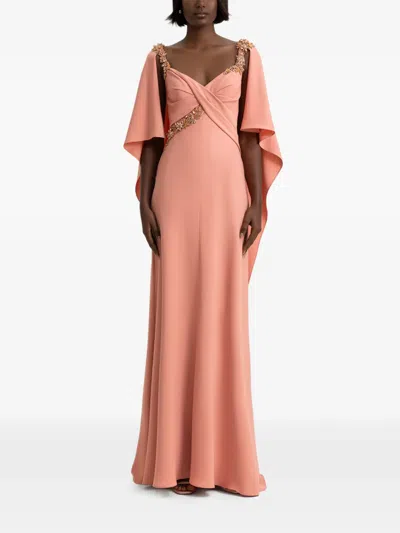 Gemy Maalouf Beaded-straps Maxi Dress In Pink