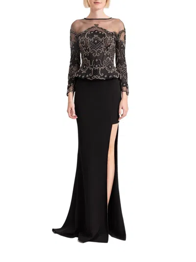 Gemy Maalouf Bead-embellished Peplum Top In Black