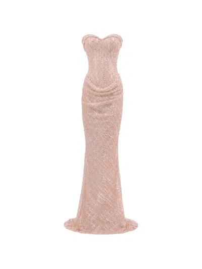 Gemy Maalouf Bead-embellished Sweetheart-neckline Gown In Gold