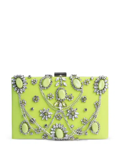 Gemy Maalouf Bejeweled Box Clutch Bags In Green