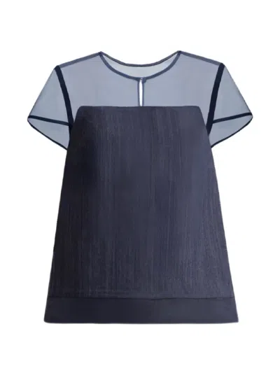 Gemy Maalouf Boxy Short-sleeve Blouse In Blue
