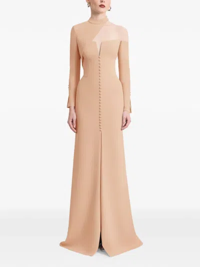 Gemy Maalouf Button Down Front Maxi Dress In Neutral