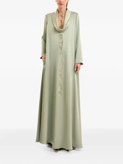 Gemy Maalouf Calligraphy-embroidered Kaftan In Green