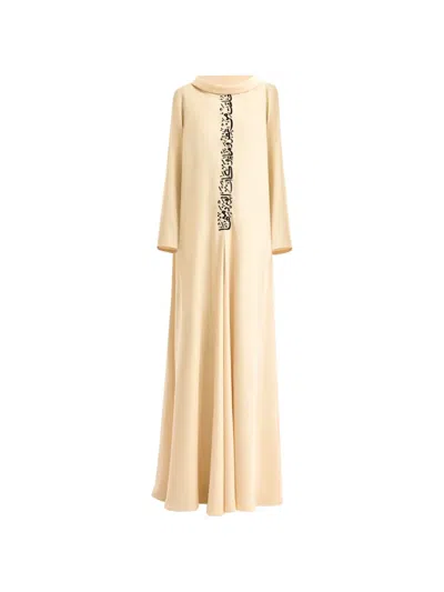 Gemy Maalouf Calligraphy-embroidered Kaftan In Neutral
