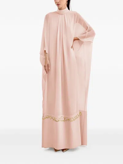Gemy Maalouf Calligraphy Hem Kaftan In Pink