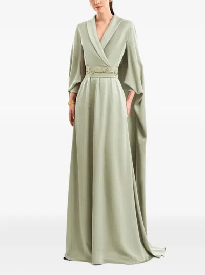Gemy Maalouf Calligraphy V-neck Maxi Dress In Gray