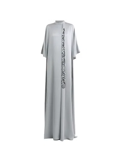 Gemy Maalouf Calligraphy-embroidered Kaftan In Gray