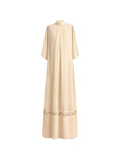 Gemy Maalouf Calligraphy-embroidered Kaftan In Neutral