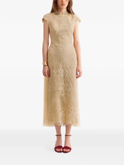 Gemy Maalouf Cape-overlay Midi Dress In Neutral