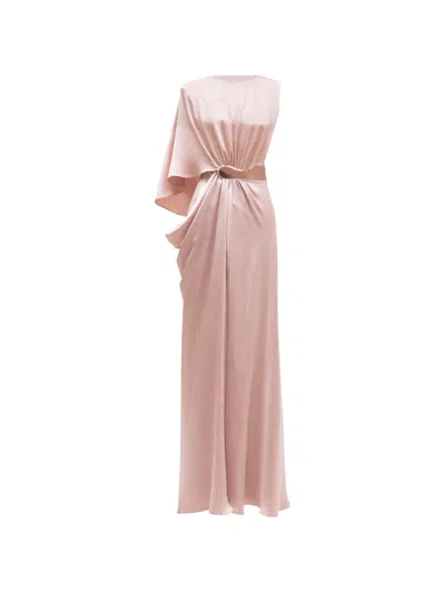 Gemy Maalouf Cape-sleeve Buckled Dress In Pink