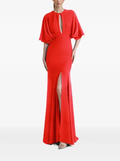 Gemy Maalouf Cape-sleeve Cutout-detail Dress In Red
