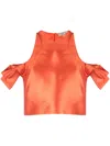 Gemy Maalouf Cold-shoulder Cropped Top In Orange