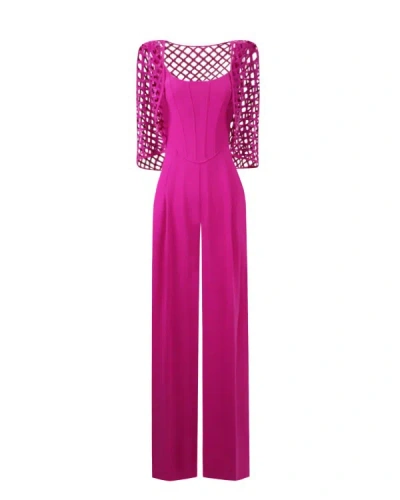 Gemy Maalouf Corset Jumpsuit With Cape - Jumpsuits In Pink