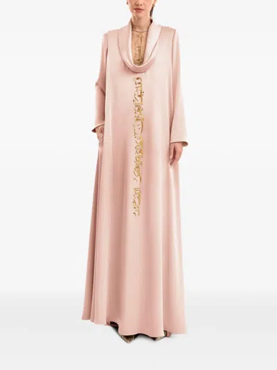 Gemy Maalouf Cowl Calligraphy Kaftan In Pink