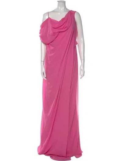 Pre-owned Gemy Maalouf Cowl Neck Long Dress In Pink