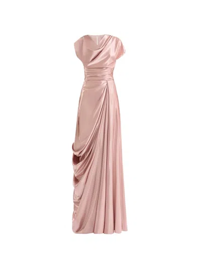 Gemy Maalouf Cowl-neck Draped Maxi Dress In Pink