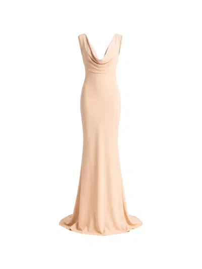 Gemy Maalouf Cowl-neck Open-back Dress In Neutral