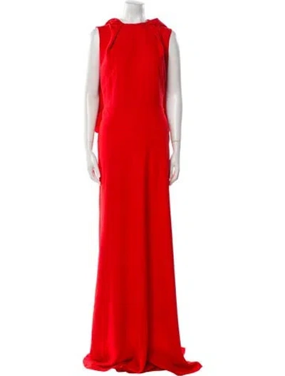 Pre-owned Gemy Maalouf Crew Neck Long Dress In Red