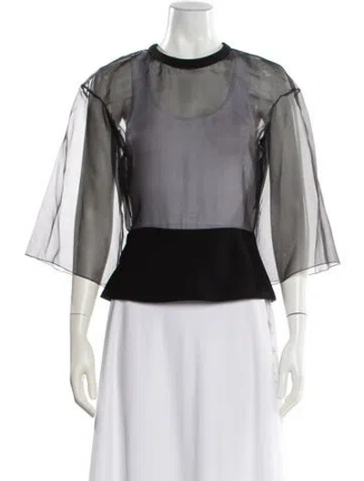 Pre-owned Gemy Maalouf Crew Neck Three-quarter Sleeve Top In Black