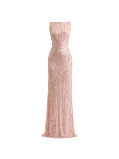 Gemy Maalouf Criss-cross Beaded Gown In Multi