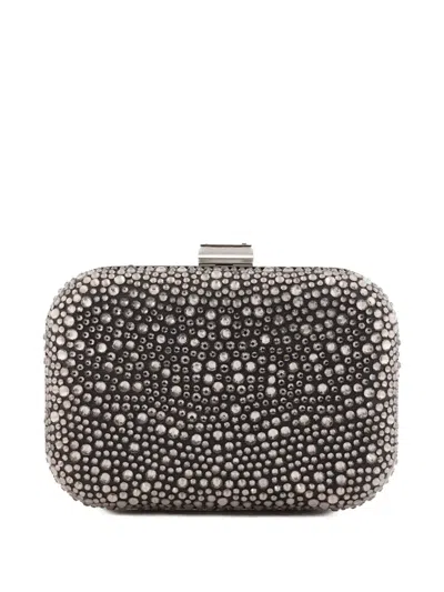 Gemy Maalouf Crystal-embellished Crepe Clutch Bag In Gray