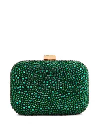 Gemy Maalouf Crystal-embellished Crepe Clutch Bag In Green