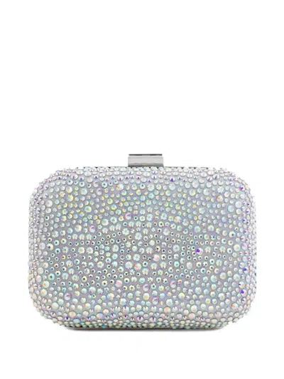 Gemy Maalouf Crystal-embellished Crepe Clutch Bag In Silver