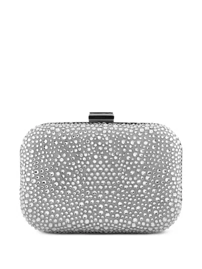Gemy Maalouf Crystal-embellished Crepe Clutch Bag In Silver