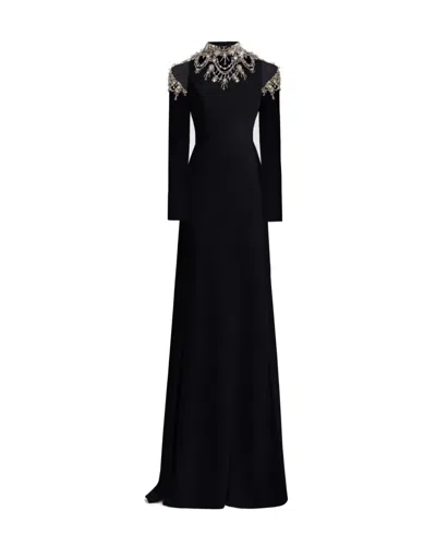 Gemy Maalouf Crystal-embellished Cut-out Dress In Black