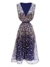 Gemy Maalouf Cut-out Beaded Dress In Blue