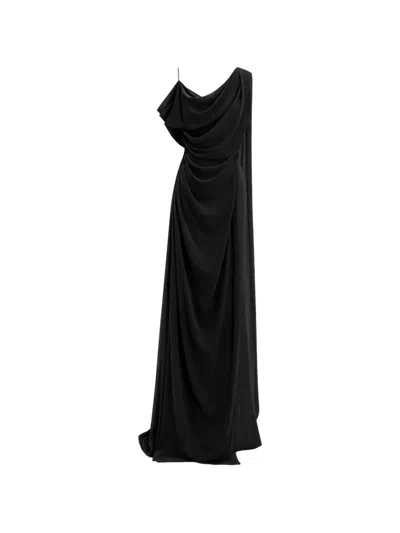 Gemy Maalouf Draped Asymmetrical-neckline Dress In Black
