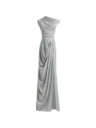 Gemy Maalouf Draped Asymmetrical-neckline Dress In Green