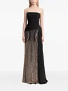 Gemy Maalouf Draped Beaded Maxi Dress In Black