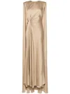 Gemy Maalouf Draped-cape Long Dress In Gold