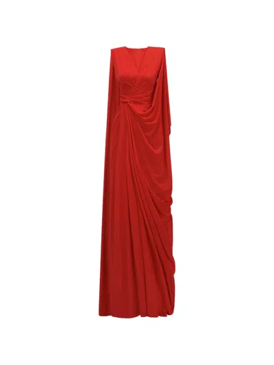 Gemy Maalouf Draped Cape-style Dress In Red