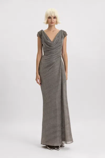 Gemy Maalouf Draped Cowl-neckline Gown In Gray