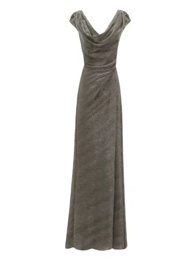 Gemy Maalouf Draped Cowl-neckline Maxi Dress In Gray