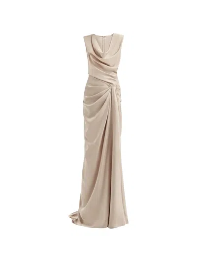 Gemy Maalouf Draped Cowl-neck Dress In Neutral