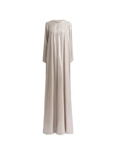 Gemy Maalouf Draped Dropped-down Back Maxi Dress In Neutral