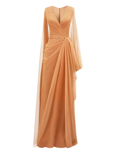 Gemy Maalouf Draped Gown In Orange