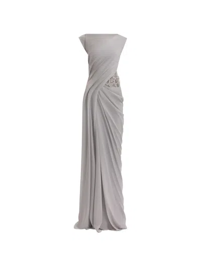 Gemy Maalouf Draped High-neck Gown In Multi