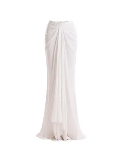 Gemy Maalouf Draped Long Skirt In White